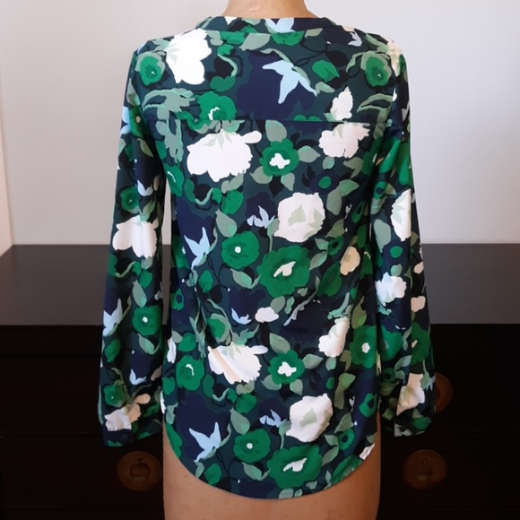 Merona Green Floral Blouse, size XS - Picture 3 of 6